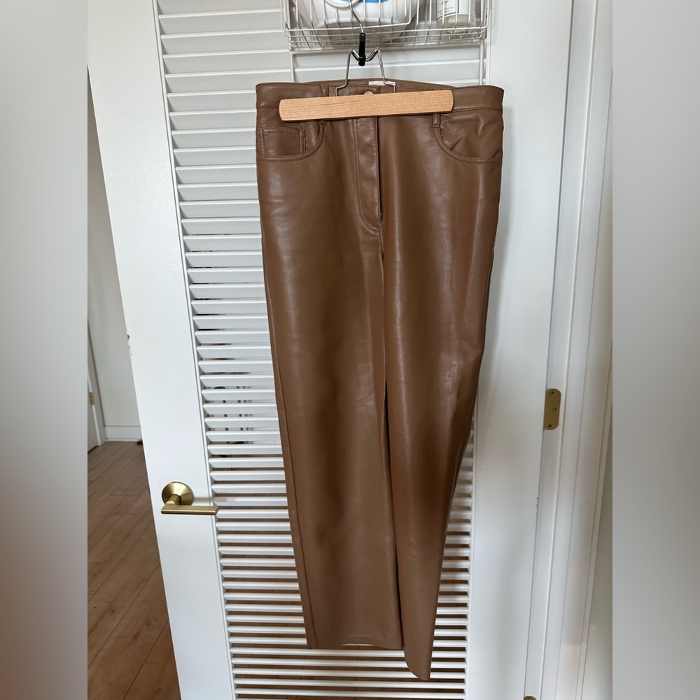 Aritzia Melina Vegan Leather Pants Cognac Gem